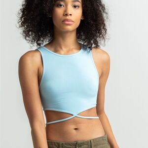 Tilly’s Blue High Neck Criss-Cross Tank NWOT🦋